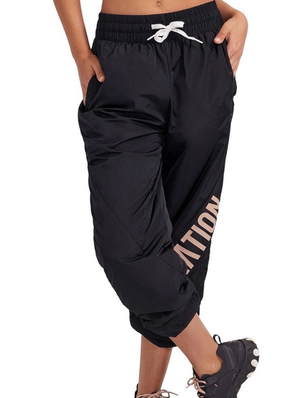 PE NATION black box out relaxed jogger track drawstring pants sz L activewear